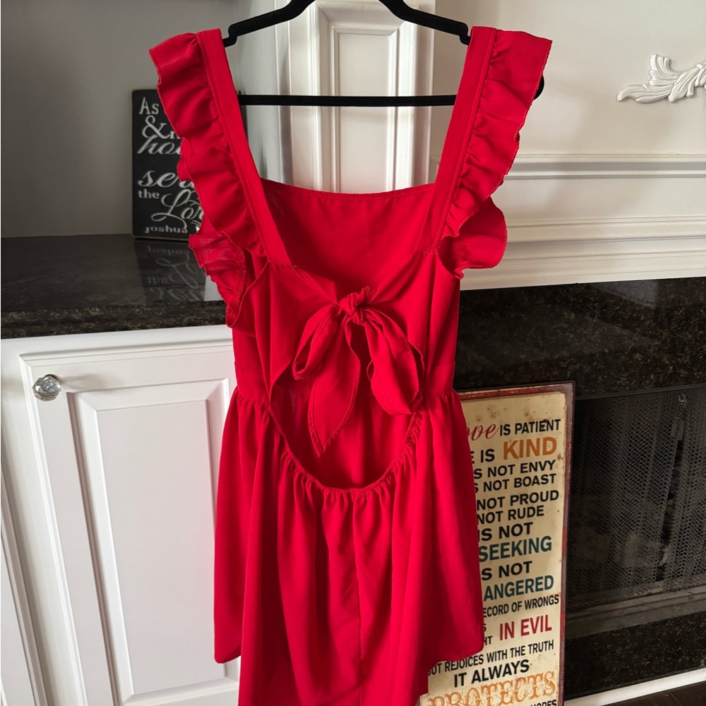 Red Ruffle Dress - Picture 3 of 7